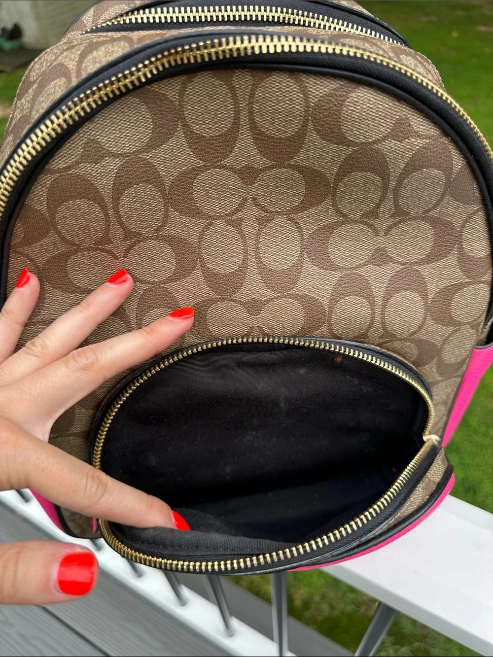 Coach Court Backpack in Color-block Signature Canvas C5808